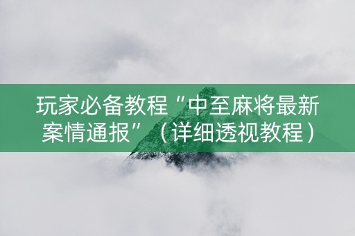 玩家必备教程“中至麻将最新案情通报”（详细透视教程）-哔哩哔哩