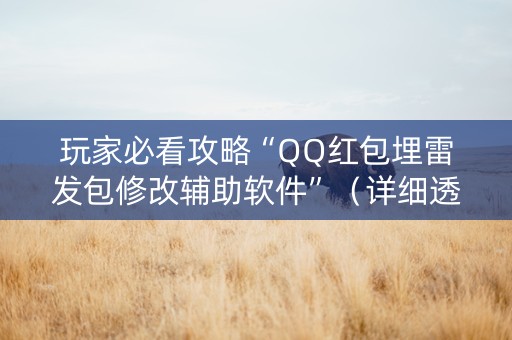 玩家必看攻略“QQ红包埋雷发包修改辅助软件”（详细透视教程）-哔哩哔哩