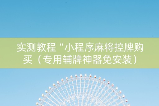 实测教程“小程序麻将控牌购买（专用辅牌神器免安装）