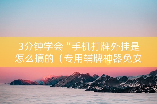 3分钟学会“手机打牌外挂是怎么搞的（专用辅牌神器免安装）