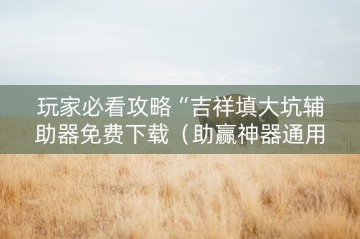 玩家必看攻略“吉祥填大坑辅助器免费下载（助赢神器通用版）
