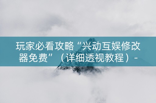玩家必看攻略“兴动互娱修改器免费”（详细透视教程）-哔哩哔哩