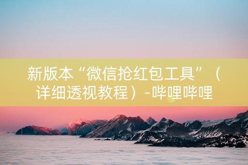新版本“微信抢红包工具”（详细透视教程）-哔哩哔哩