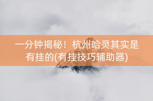 一分钟揭秘！杭州哈灵其实是有挂的(有挂技巧辅助器)