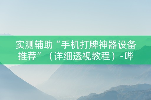 实测辅助“手机打牌神器设备推荐”（详细透视教程）-哔哩哔哩