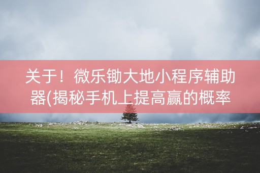 关于！微乐锄大地小程序辅助器(揭秘手机上提高赢的概率)
