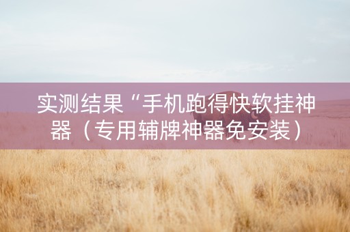 实测结果“手机跑得快软挂神器（专用辅牌神器免安装）