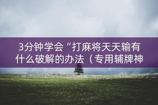 3分钟学会“打麻将天天输有什么破解的办法（专用辅牌神器免安装）