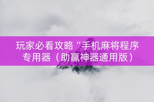 玩家必看攻略“手机麻将程序专用器（助赢神器通用版）