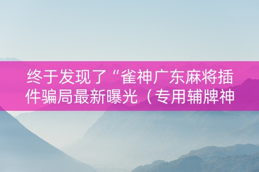 终于发现了“雀神广东麻将插件骗局最新曝光（专用辅牌神器免安装）