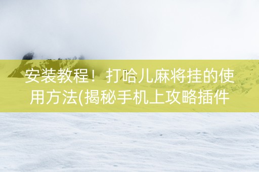 安装教程！打哈儿麻将挂的使用方法(揭秘手机上攻略插件)