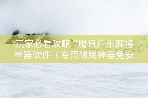玩家必看攻略“腾讯广东麻将神器软件（专用辅牌神器免安装）