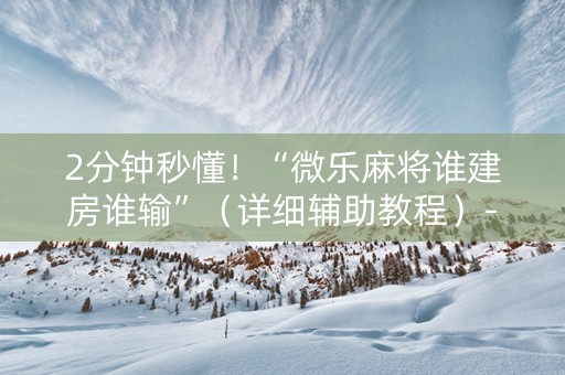 2分钟秒懂！“微乐麻将谁建房谁输”（详细辅助教程）-哔哩哔哩