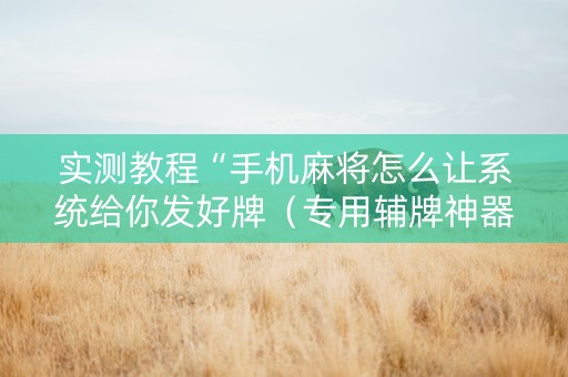 实测教程“手机麻将怎么让系统给你发好牌（专用辅牌神器免安装）