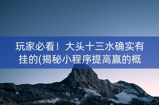 玩家必看！大头十三水确实有挂的(揭秘小程序提高赢的概率)