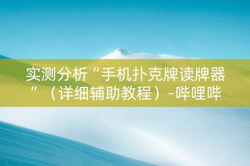 实测分析“手机扑克牌读牌器”（详细辅助教程）-哔哩哔哩