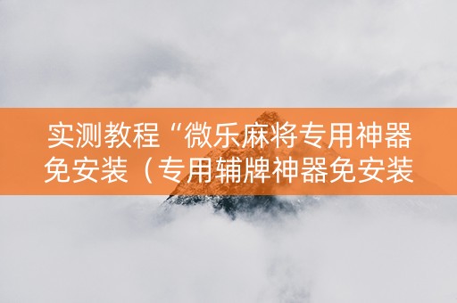 实测教程“微乐麻将专用神器免安装（专用辅牌神器免安装）