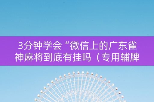 3分钟学会“微信上的广东雀神麻将到底有挂吗（专用辅牌神器免安装）
