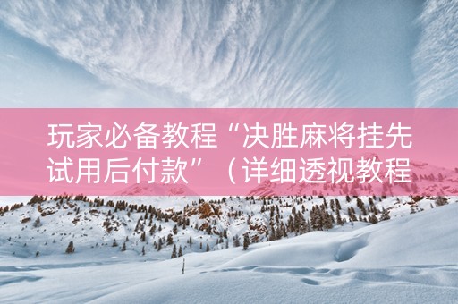 玩家必备教程“决胜麻将挂先试用后付款”（详细透视教程）-哔哩哔哩