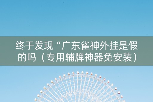 终于发现“广东雀神外挂是假的吗（专用辅牌神器免安装）