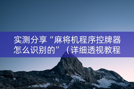 实测分享“麻将机程序控牌器怎么识别的”（详细透视教程）-哔哩哔哩