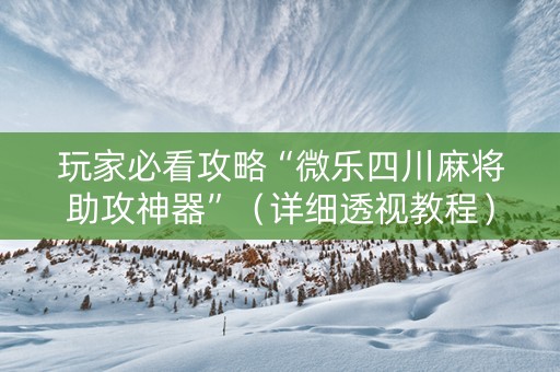 玩家必看攻略“微乐四川麻将助攻神器”（详细透视教程）-哔哩哔哩