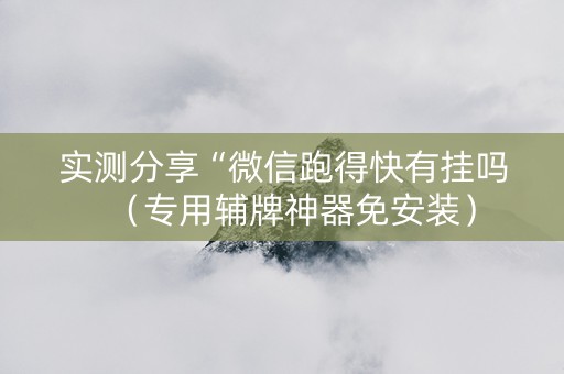 实测分享“微信跑得快有挂吗（专用辅牌神器免安装）