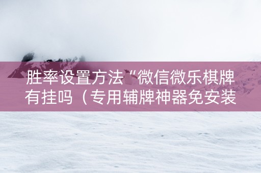 胜率设置方法“微信微乐棋牌有挂吗（专用辅牌神器免安装）