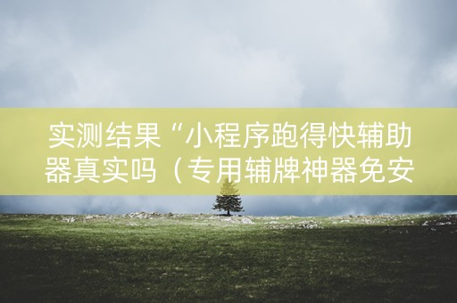 实测结果“小程序跑得快辅助器真实吗（专用辅牌神器免安装）
