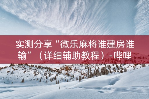 实测分享“微乐麻将谁建房谁输”（详细辅助教程）-哔哩哔哩