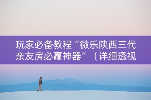 玩家必备教程“微乐陕西三代亲友房必赢神器”（详细透视教程）-哔哩哔哩