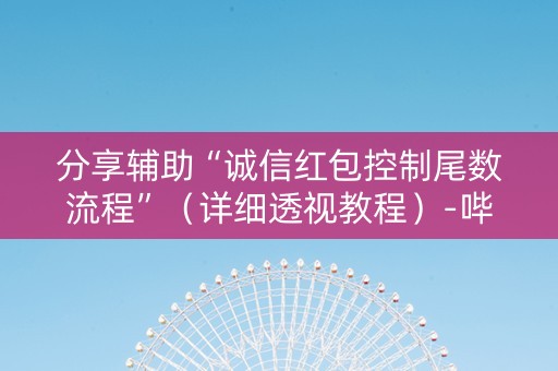分享辅助“诚信红包控制尾数流程”（详细透视教程）-哔哩哔哩