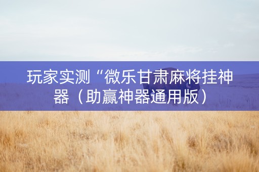 玩家实测“微乐甘肃麻将挂神器（助赢神器通用版）
