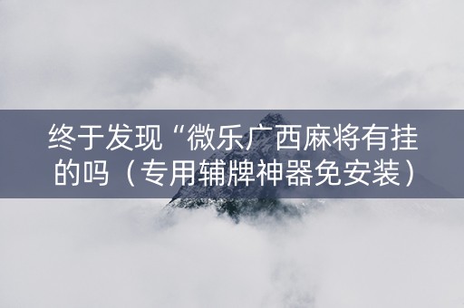终于发现“微乐广西麻将有挂的吗（专用辅牌神器免安装）