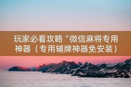 玩家必看攻略“微信麻将专用神器（专用辅牌神器免安装）