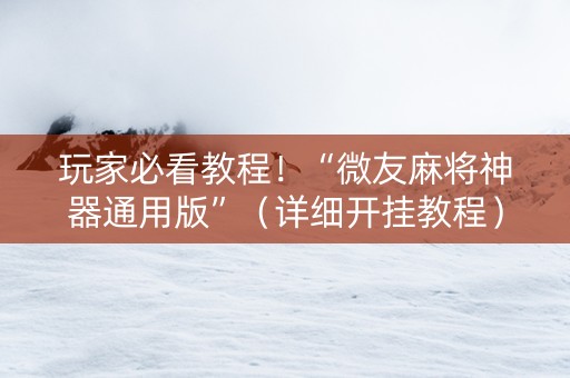 玩家必看教程！“微友麻将神器通用版”（详细开挂教程）-哔哩哔哩
