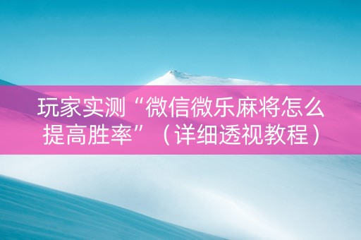 玩家实测“微信微乐麻将怎么提高胜率”（详细透视教程）-哔哩哔哩