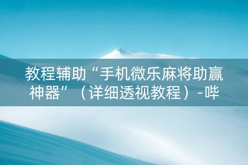 教程辅助“手机微乐麻将助赢神器”（详细透视教程）-哔哩哔哩