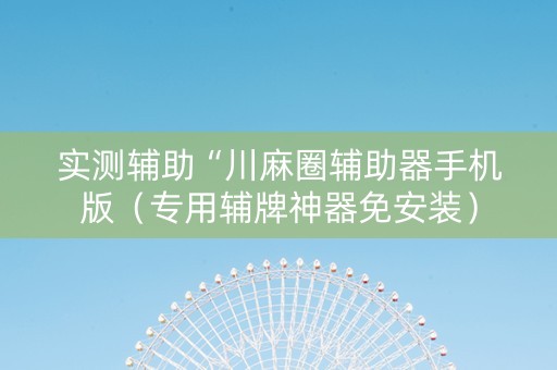 实测辅助“川麻圈辅助器手机版（专用辅牌神器免安装）