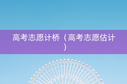 高考志愿计桥（高考志愿估计）