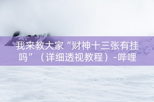 我来教大家“财神十三张有挂吗”（详细透视教程）-哔哩哔哩