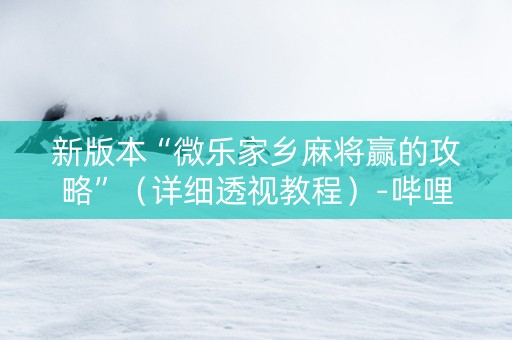 新版本“微乐家乡麻将赢的攻略”（详细透视教程）-哔哩哔哩