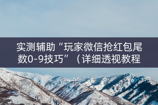 实测辅助“玩家微信抢红包尾数0-9技巧”（详细透视教程）-哔哩哔哩