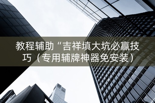 教程辅助“吉祥填大坑必赢技巧（专用辅牌神器免安装）