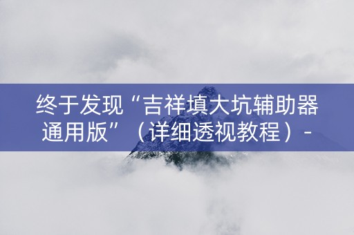 终于发现“吉祥填大坑辅助器通用版”（详细透视教程）-哔哩哔哩