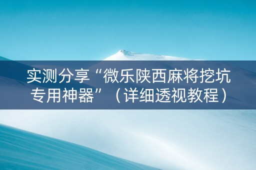 实测分享“微乐陕西麻将挖坑专用神器”（详细透视教程）-哔哩哔哩