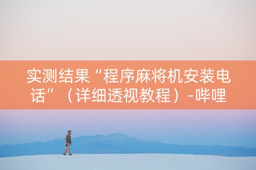 实测结果“程序麻将机安装电话”（详细透视教程）-哔哩哔哩