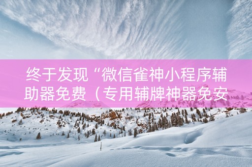 终于发现“微信雀神小程序辅助器免费（专用辅牌神器免安装）