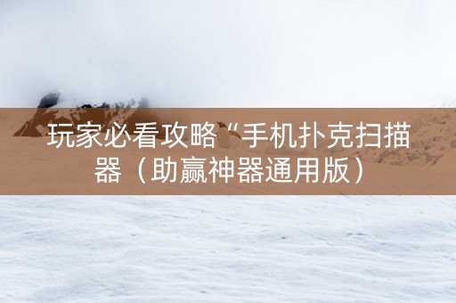 玩家必看攻略“手机扑克扫描器（助赢神器通用版）