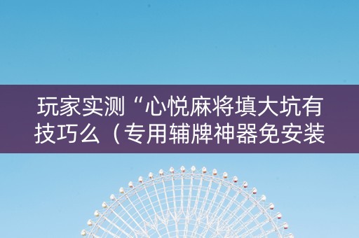 玩家实测“心悦麻将填大坑有技巧么（专用辅牌神器免安装）